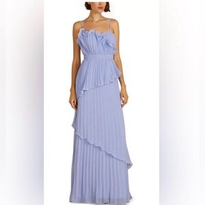 AMUR Lilac Pleated Ruffle Maxi Dress